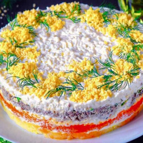 Кулинарный рецепт: Салат «Мимоза» с картофелем