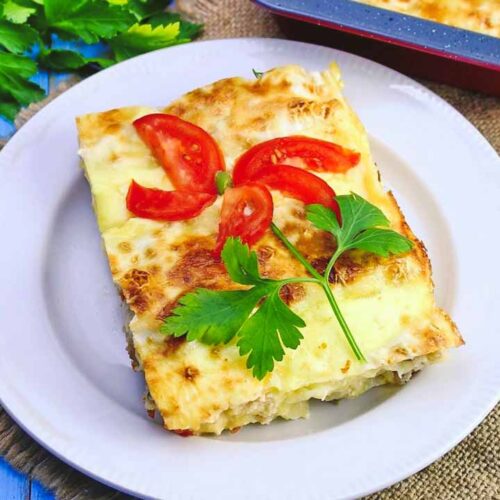 Кулинарный рецепт: Заливной пирог из лаваша с фаршем и сыром