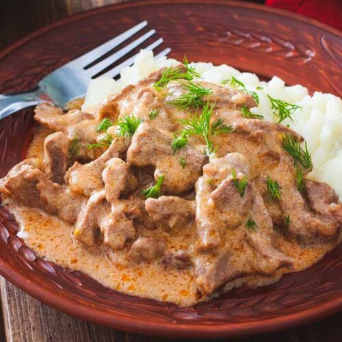 Кулинарный рецепт: Бефстроганов из говядины (классический)